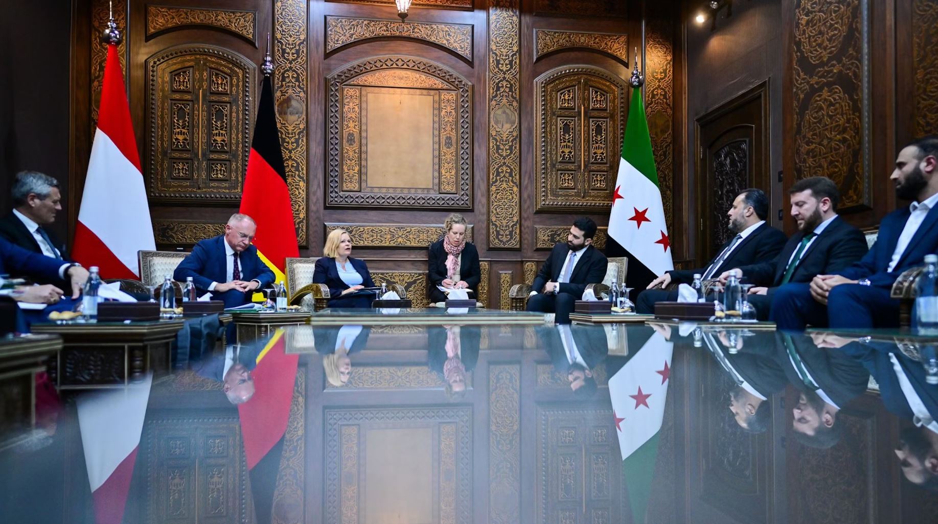 وزيرة الداخلية الألمانية رفقة وزير الداخلية النمساوي في زيارتهم إلى سوريا